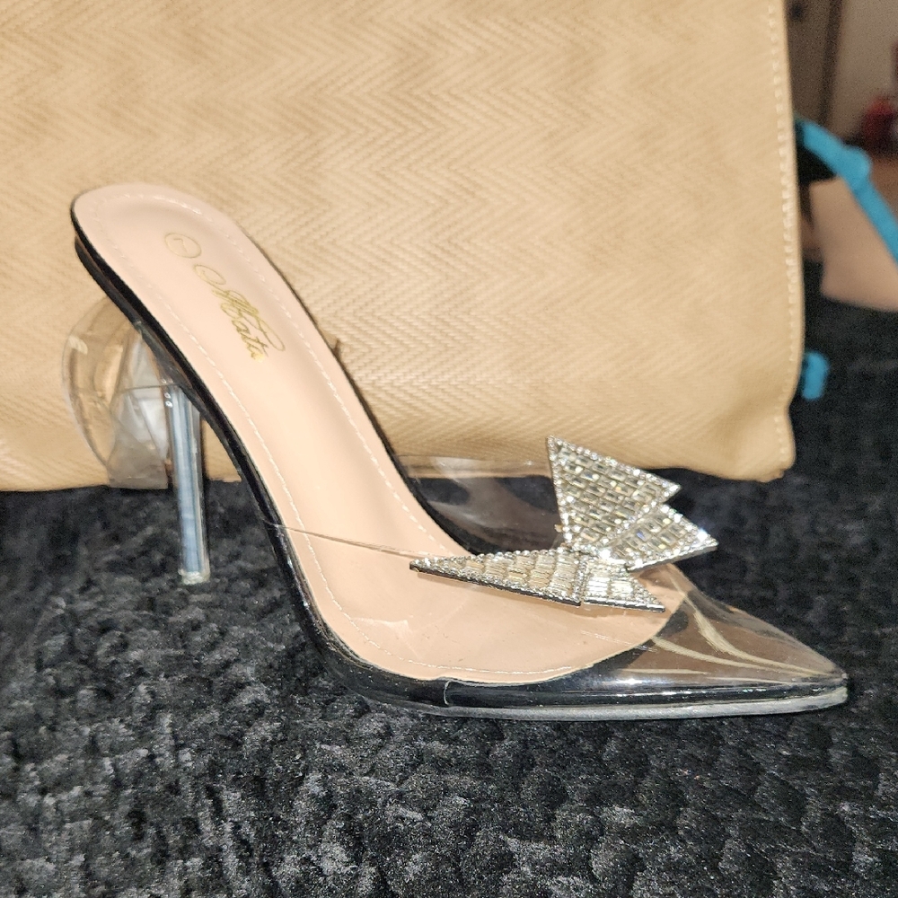 Elegant Clear Heels with Silver Accents